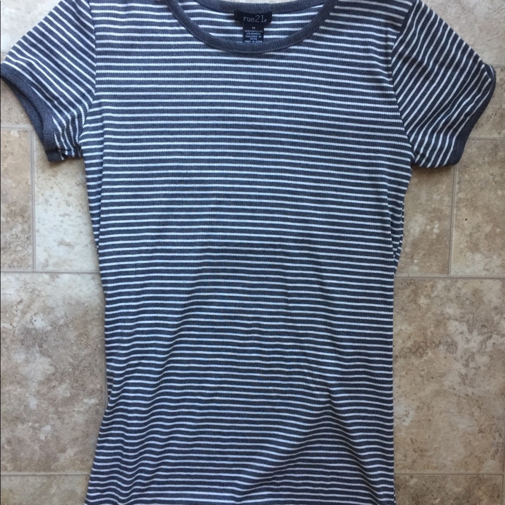 Grey/White Striped T-shirt